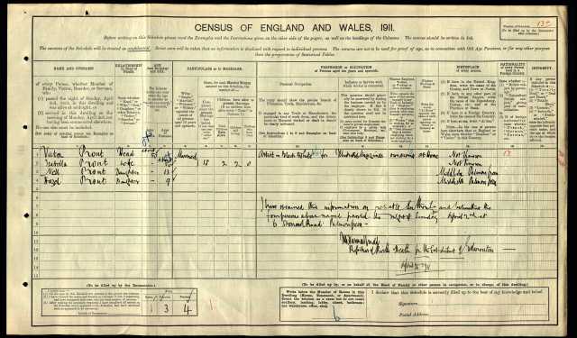 1911-Victor & Isabella Prout census RG14-7386 s.13a