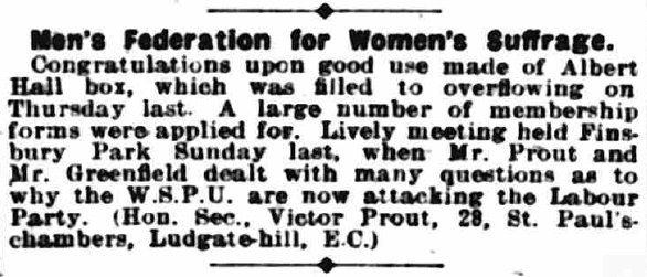 Men's Federation for Women's Suffrage The Suffragette 25 October 1912 page 27 column c